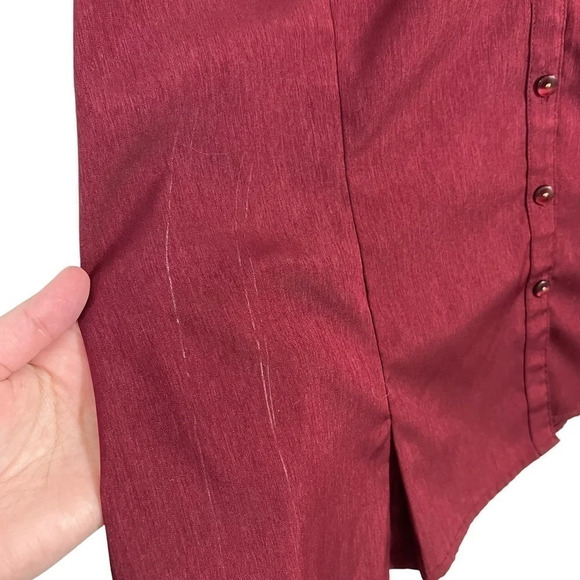 Cato Wine Red Button Up Shirt 18W 20W Collared Blouse Stretch Career Office Work - Picture 7 of 9